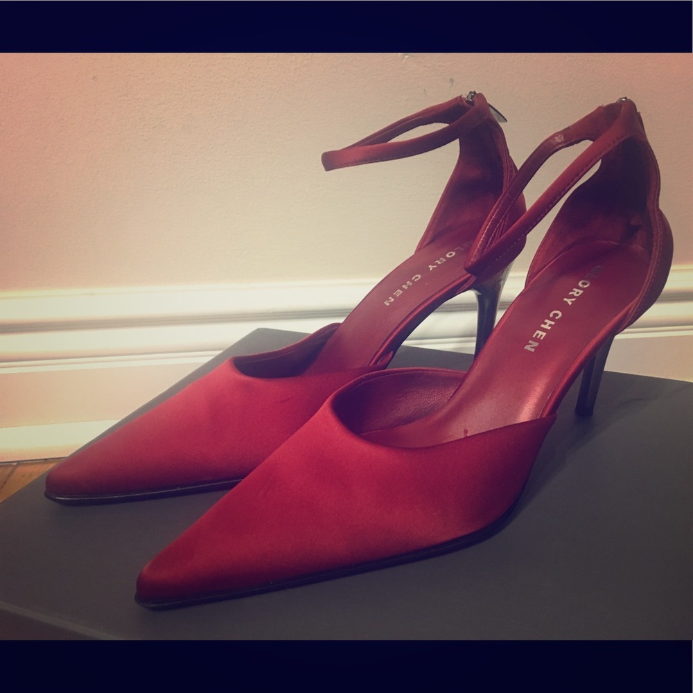 Red Suede Glory Chen Pumps